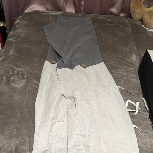 Tan and sage grey shower curtain - Picture 1 of 3